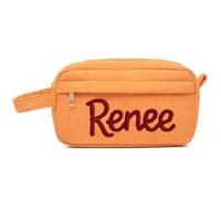 Borsa For Il Trucco Personalizzata Con Nome, Astuccio For Matite Personalizzato, In Filato, Organizer For Cosmetici, In Velluto A Coste For Ritorno A Scuola, Regalo For Damigella D'onore(Orange)