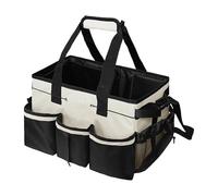 Borsa for la pulizia con manico, organizer for prodotti, borse portautensili da giardinaggio regolabili, grande secchio multitasche for casa, auto, giardino, artigianato(White)