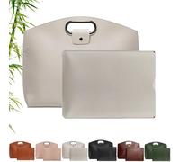 Borsa for laptop da 14-16 pollici in pelle impermeabile, elegante set di borse e cartelle multifunzionali for donne, adatta for laptop.(White)