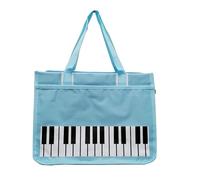Borsa for musica for pianoforte - Borsa a tracolla in nylon con note, tasti del pianoforte, stampa di libri, borsa a tracolla, grande capacità, chiusura con cerniera, borsa a mano(J)