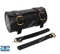 Borsa Forcella Universale per Harley Tool Roll Rotondo Moto Sella Bag Manubri...