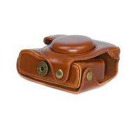 Borsa Fotocamera Etui Marrone In Ecopelle Per Canon PowerShot G16 G15 CC1109c