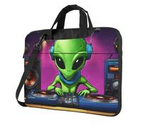 Borsa funzionale per computer portatile con stampa aliena verde borsa per computer grande accessorio tasche borsa per donne uomini, Nero , 13 inch