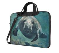Borsa funzionale sveglia e leggera del computer portatile della stampa del lamantino pazza di salva per il vario computer portatile, Nero , 15.6 inch