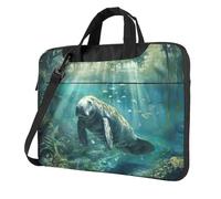 Borsa funzionale sveglia e leggera del computer portatile della stampa del lamantino pazza di salva per il vario computer portatile, Nero , 13 inch