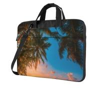Borsa funzionale sveglio e leggera del computer portatile della stampa dell'albero della palma hawaiana del tramonto per il vario computer, Nero , 14 inch