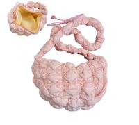 Borsa gonfia da donna, piumino imbottito | Morbido portafoglio hobo plissettato | Borsa a tracolla alla alla per donne e ragazze, portafoglio cellulare, rosa, rosa,