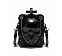 Borsa Gotica con Teschio Lucida Borsetta Mini Borchie Nera per Concerti