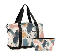 Borsa grande beige alla moda con graffiti ad olio con tasca bagnata tracolla regolabile borsone sportivo da viaggio multifunzionale per uomo donna