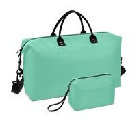 Borsa grande da portare in aeroporto con borsa da toeletta per aeroplano da viaggio pieghevole, Medio aqua marine Tinta unita Pure Plain verde, 1 size