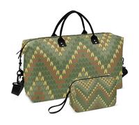 Borsa grande da portare in tessuto verde e giallo, borsa da viaggio per il weekender, per palestra, sport, con borsa da toilette per yoga, set da 2 pezzi