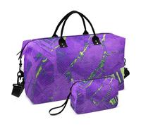 Borsa grande da viaggio con borsa da palestra viola verde con borsa da toilette per trekking multifunzionale, collisione viola-verde, 1 size