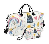 Borsa grande da viaggio con unicorni da sogno, borsa da palestra con tracolla regolabile per viaggi pieghevole, Unicorni da sogno colorati, 1 size