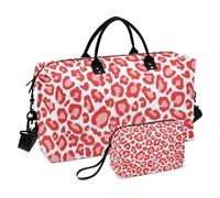 Borsa grande leopardata rossa borsa da notte borsa sportiva da palestra con borsa da toilette per aeroplano viaggiare, grande capacità
