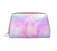 Borsa grande per trucco, Borsa per cosmetici in pelle Borsa da viaggio per articoli da toeletta Borsa per trucco, Galaxy marmorizzato rosa viola