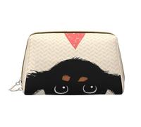 Borsa grande per trucco, Borsa per cosmetici in pelle Borsa da viaggio per articoli da toeletta Borsa per trucco, Amore del cucciolo di bassotto tedesco