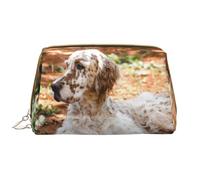Borsa grande per trucco, Borsa per cosmetici in pelle Borsa da viaggio per articoli da toeletta Borsa per trucco, Setter inglese Autunno Animali Cani Inglese
