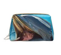 Borsa grande per trucco, Borsa per cosmetici in pelle Borsa da viaggio per articoli da toeletta Borsa per trucco, Delfino adorabile stampato