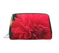 Borsa grande per trucco, Borsa per cosmetici in pelle Borsa da viaggio per articoli da toeletta Borsa per trucco, Dalia rossa