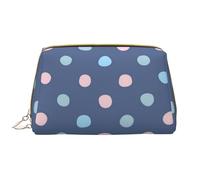 Borsa grande per trucco, Borsa per cosmetici in pelle Borsa da viaggio per articoli da toeletta Borsa per trucco, Pastello Punti Sfondo Blu Navy