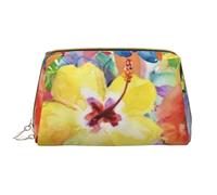 Borsa grande per trucco, Borsa per cosmetici in pelle Borsa da viaggio per articoli da toeletta Borsa per trucco, Fiori dell'orchidea del giglio dell'acquerello