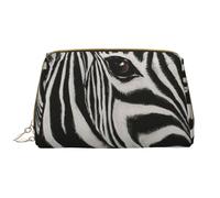 Borsa grande per trucco, Borsa per cosmetici in pelle Borsa da viaggio per articoli da toeletta Borsa per trucco, Strisce zebrate stampate in bianco e nero