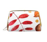 Borsa grande per trucco, Borsa per cosmetici in pelle Borsa da viaggio per articoli da toeletta Borsa per trucco, Foglia botanica autunnale