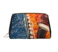 Borsa grande per trucco, Borsa per cosmetici in pelle Borsa da viaggio per articoli da toeletta Borsa per trucco, Sassofono In Fuoco E Acqua