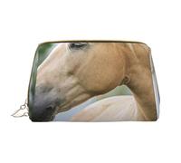 Borsa grande per trucco, Borsa per cosmetici in pelle Borsa da viaggio per articoli da toeletta Borsa per trucco, Bellissima lavanda di cavallo Palomino