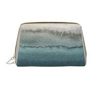 Borsa grande per trucco, Borsa per cosmetici in pelle Borsa da viaggio per articoli da toeletta Borsa per trucco, All'interno delle maree che si infrangono sulle onde Teal