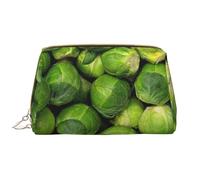 Borsa grande per trucco, Borsa per cosmetici in pelle Borsa da viaggio per articoli da toeletta Borsa per trucco, Stampa di cavolini di Bruxelles verdi