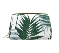 Borsa grande per trucco, Borsa per cosmetici in pelle Borsa da viaggio per articoli da toeletta Borsa per trucco, Giungla tropicale, modello senza soluzione di continuità con foglie di palma