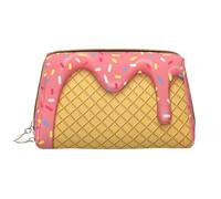Borsa grande per trucco, Borsa per cosmetici in pelle Borsa da viaggio per articoli da toeletta Borsa per trucco, Spruzzi colorati su waffle