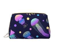 Borsa grande per trucco, Borsa per cosmetici in pelle Borsa da viaggio per articoli da toeletta Borsa per trucco, Le meduse si illuminano al buio