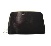 Borsa grande per trucco, Borsa per cosmetici in pelle Borsa da viaggio per articoli da toeletta Borsa per trucco, Curioso Labrador nero adottato