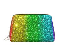 Borsa grande per trucco, Borsa per cosmetici in pelle Borsa da viaggio per articoli da toeletta Borsa per trucco, Sembra un arcobaleno con paillettes