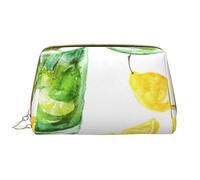 Borsa grande per trucco, Borsa per cosmetici in pelle Borsa da viaggio per articoli da toeletta Borsa per trucco, Bevi un cocktail di ghiaccio al limone