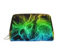 Borsa grande per trucco, Borsa per cosmetici in pelle Borsa da viaggio per articoli da toeletta Borsa per trucco, Nero astratto fumo colorato
