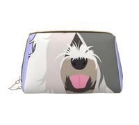 Borsa grande per trucco, Borsa per cosmetici in pelle Borsa da viaggio per articoli da toeletta Borsa per trucco, Vecchio cane pastore inglese