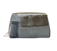 Borsa grande per trucco, Borsa per cosmetici in pelle Borsa da viaggio per articoli da toeletta Borsa per trucco, L'arte astratta grigia e marrone del labirinto