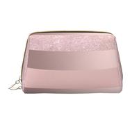 Borsa grande per trucco, Borsa per cosmetici in pelle Borsa da viaggio per articoli da toeletta Borsa per trucco, Elegante striscia rosa cipria glitter oro rosa