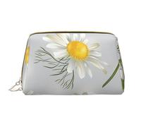 Borsa grande per trucco, Borsa per cosmetici in pelle Borsa da viaggio per articoli da toeletta Borsa per trucco, Fiori di camomilla