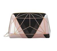 Borsa grande per trucco, Borsa per cosmetici in pelle Borsa da viaggio per articoli da toeletta Borsa per trucco, Triangolo geometrico in marmo oro rosa