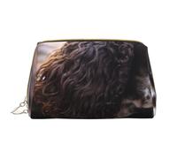 Borsa grande per trucco, Borsa per cosmetici in pelle Borsa da viaggio per articoli da toeletta Borsa per trucco, Cani ricci bianchi brunastri di Cocker Spaniel inglese