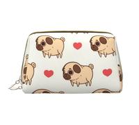 Borsa grande per trucco, Borsa per cosmetici in pelle Borsa da viaggio per articoli da toeletta Borsa per trucco, Pugliese Pug
