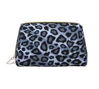 Borsa grande per trucco, Borsa per cosmetici in pelle Borsa da viaggio per articoli da toeletta Borsa per trucco, Animale leopardo azzurro