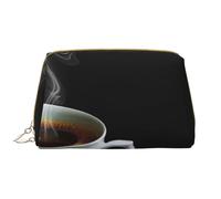 Borsa grande per trucco, Borsa per cosmetici in pelle Borsa da viaggio per articoli da toeletta Borsa per trucco, Caffè caldo con il chicco di caffè