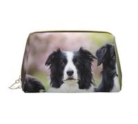 Borsa grande per trucco, Borsa per cosmetici in pelle Borsa da viaggio per articoli da toeletta Borsa per trucco, Famiglia dei Border Collie