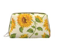 Borsa grande per trucco, Borsa per cosmetici in pelle Borsa da viaggio per articoli da toeletta Borsa per trucco, Sorie di girasole fresco stampate