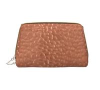 Borsa grande per trucco, Borsa per cosmetici in pelle Borsa da viaggio per articoli da toeletta Borsa per trucco, Aspetto rame martellato